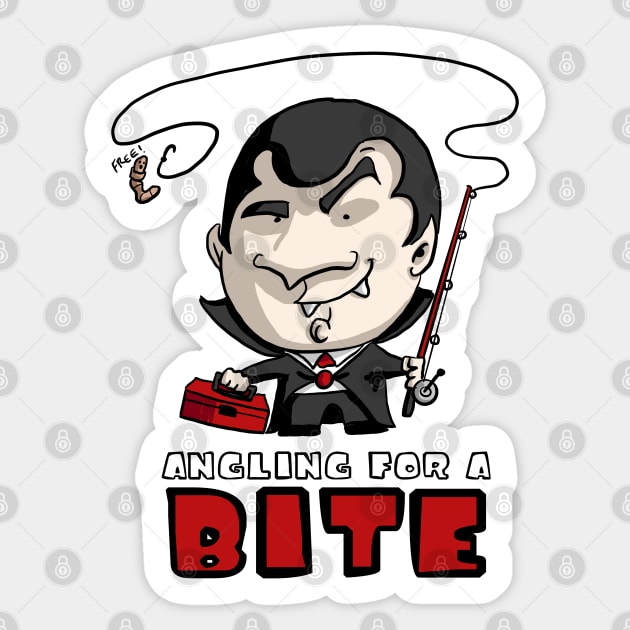Angling for a Bite Sticker by Kev Brett Designs